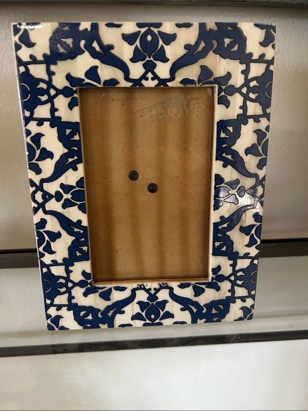 Decorative blue and ivory Patterned Photo Frame - Picture 2 of 9